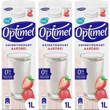 Optimel Drinkyoghurt aardbei 0% vet 3x1L