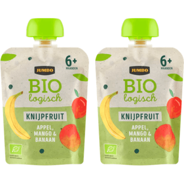 Jumbo Biologisch Knijpfruit Appel, Mango & Banaan 6+ Maanden 2 x 90 g