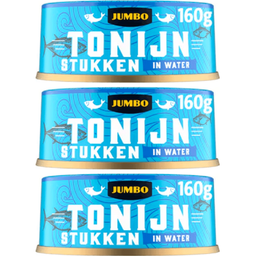 Tonijnstukken in water 3x160g
