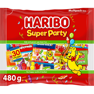 Haribo Super Party Uitdeelzakjes 480 g