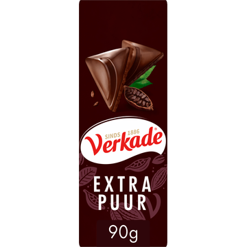 Verkade Extra Puur Chocolade reep 90 g Fairtrade