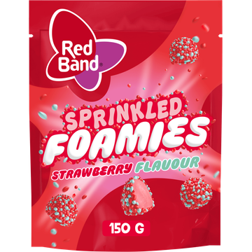 Red Band Sprinkled Foamies Strawberry snoep 150g