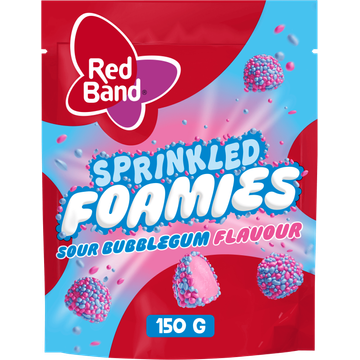Red Band Sprinkled Foamies Sour Bubblegum snoep 150g