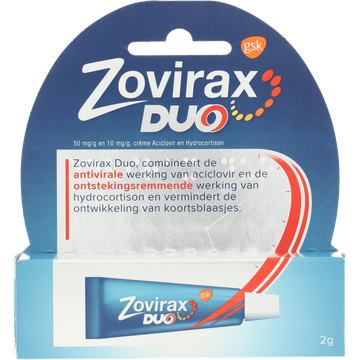 Zovirax Duo crème bij koortslip (50mg per gram + 10mg per gram), 2 gram 