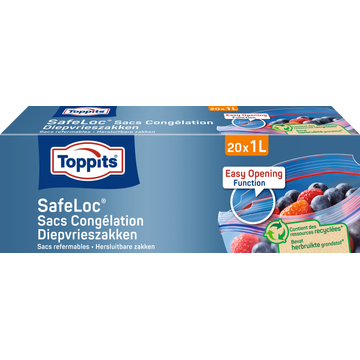 Toppits Safeloc Diepvrieszakken 1 Liter 20 stuks