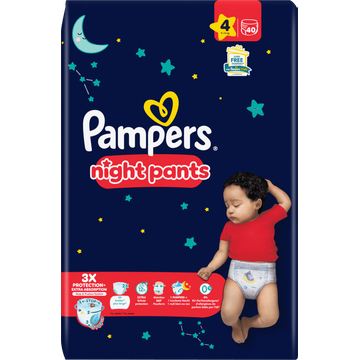 Pampers Night Pants Maat 4, 40 luierbroekjes