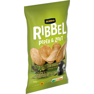 Jumbo Ribbel Chips Peper & Zout 250 g