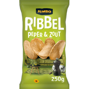Jumbo Ribbel Chips Peper & Zout 250 g