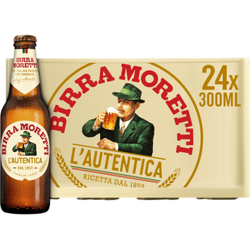 Birra Moretti L'Autentica Bier Fles Krat 24 x 300ml