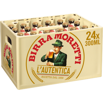 Birra Moretti L'Autentica Bier Fles Krat 24 x 300ml