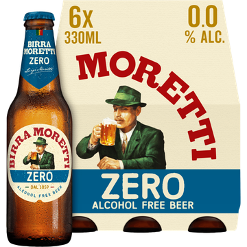 Birra Moretti Zero 0.0 Bier Fles 6 x 300ml