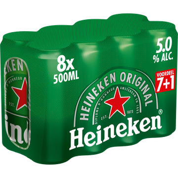 Heineken Premium Pilsener Bier Blik 7+1 x 500ml