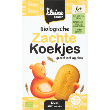 De Kleine Keuken Biologische Zachte Koekjes Gezoet met Appelsap 6+ Maanden 6 x 2 Stuks 120 g