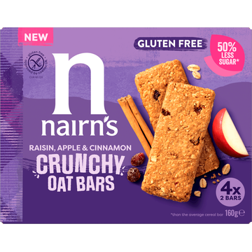 Nairn's Raisin, Apple & Cinnamon Crunchy Oat Bars Gluten Free 4 x 2 Stuks 160 g