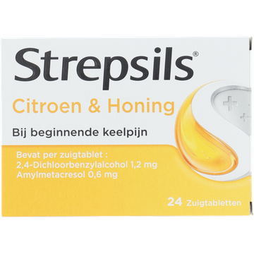 Strepsils Citroen / Honing zuigtabletten bij keelpijn, 24 stuks
