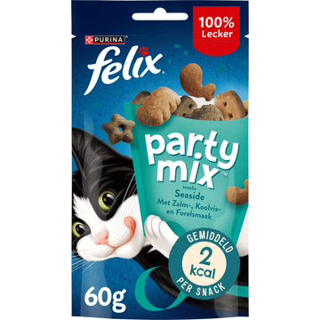 FELIX® Party Mix Seaside met Zalm, Koolvis- & Forelsmaak - Kattensnacks - 60g