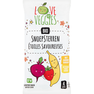 Love My Veggies Snoepsterren Bio Biet Aardbei Banaan 8+ Maanden 4 Stuks 60 g