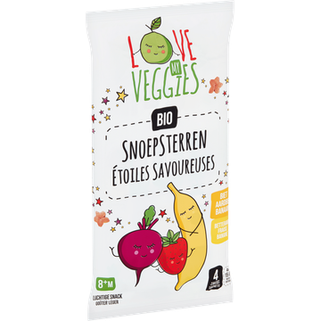 Love My Veggies Snoepsterren Bio Biet Aardbei Banaan 8+ Maanden 4 Stuks 60 g