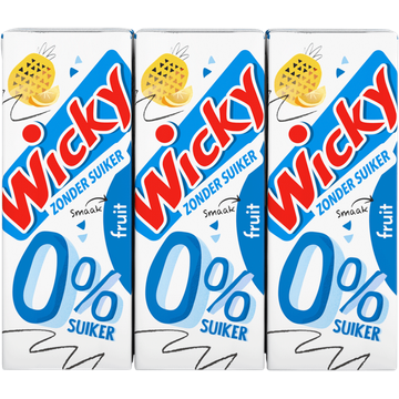 Wicky 0% Suiker Smaak Fruit 6 x 200 ml