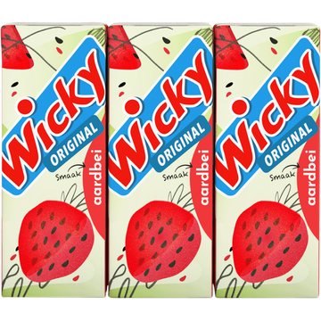 Wicky Original Smaak Aardbei 6 x 200 ml