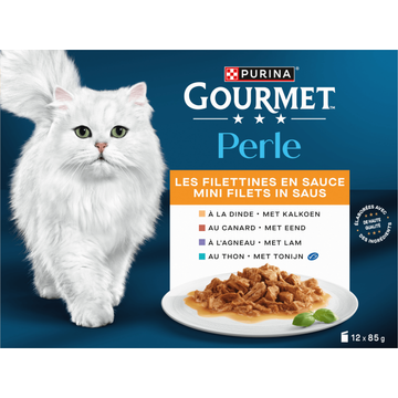 Gourmet Perle Mini Filets Kattenvoer nat met Kalkoen, Eend, Tonijn en Lam