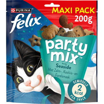 FELIX® Party Mix Seaside met Zalm-, Koolvis- & Forelsmaak - Kattensnacks - 200g