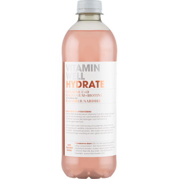 Vitamin Well Hydrate Vitamine C+D Magnesium + Biotine met de Smaak van Rabarber/Aardbei 500 ml