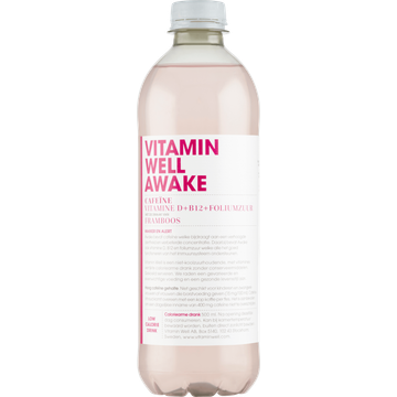 Vitamin Well Awake Cafeïne Vitamine D + B12 + Foliumzuur met de Smaak van Framboos 500 ml