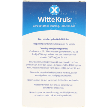 Witte kruis paracetamol (500 mg), 10 Sticks