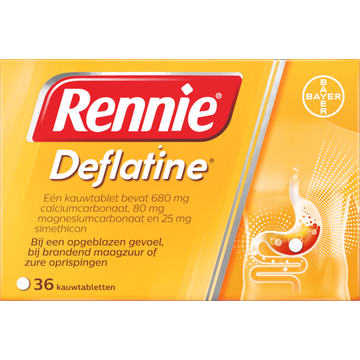 Rennie Deflatine kauwtabletten bij opgeblazen gevoel of winderigheid, 36 stuks