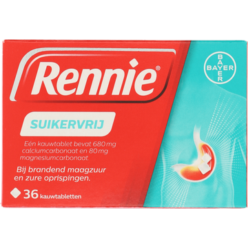 Rennie kauwtabletten Suikervrij bij brandend maagzuur, 36 stuks