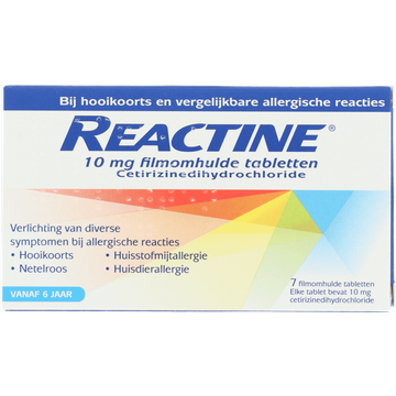 Reactine Tabletten bij hooikoorts of allergie 10mg, 7 stuks