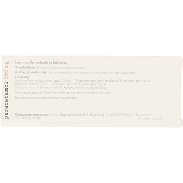 Jumbo Paracetamol Tabletten 20 Stuks 500mg