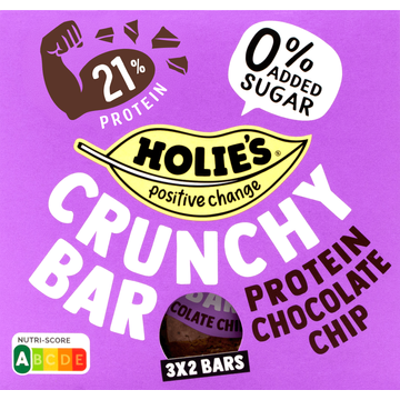 Holie's Crunchy Bar Protein Chocolate Chip 3 x 2 Stuks 6 x 20 g
