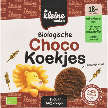 De Kleine Keuken Biologische Chocokoekjes 18+ Maanden 6 x 2 Stuks 150 g