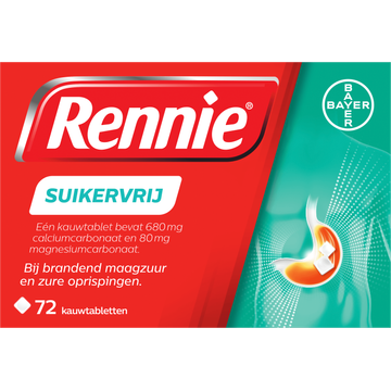 Rennie Suikervrij 72 Kauwtabletten