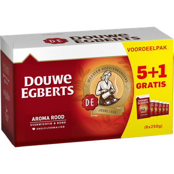 Douwe Egberts Aroma Rood Snelfiltermaling Voordeelpak 5+1 Gratis 6 x 250 g