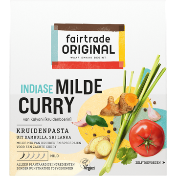 Fairtrade Original Indiase Milde Curry Kruidenpasta 75 g