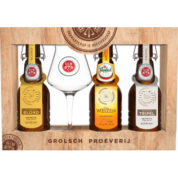 Grolsch - Multipack Weizen/Blond/Tripel - 3 x 450ML met Gratis Glas