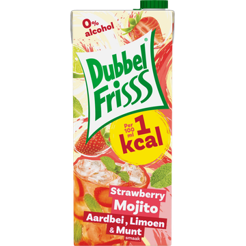 DubbelFrisss Strawberry Mojito Aardbei, Limoen & Munt Smaak 1,5 L