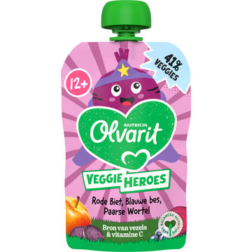 Olvarit 12+ Maanden Knijpfruit Rode Biet, Paarse Wortel, Bosbes 100g