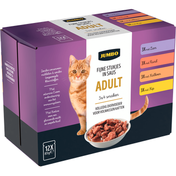 Jumbo Kat Fijne Stukjes in Saus Adult 12 x 85 g