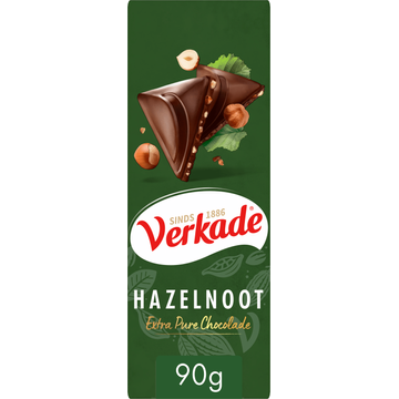 Verkade Extra Puur/Hazelnoot reep 90 g Fairtrade