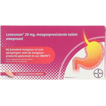Losecosan tabletten bij brandend maagzuur 20mg  MSR,  14 stuks