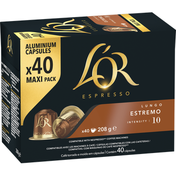 L'OR Espresso Lungo Estremo Aluminium Capsules Maxi Pack 40 Stuks 208 g
