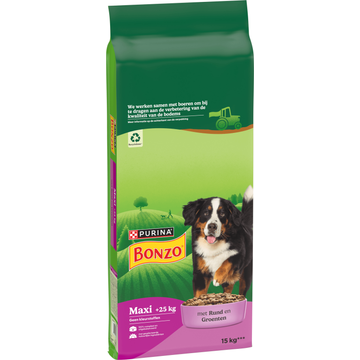 Bonzo Maxi met Rund en Groenten hondenvoer 15Kg