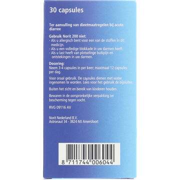 Norit caps 200mg 30 Stuks