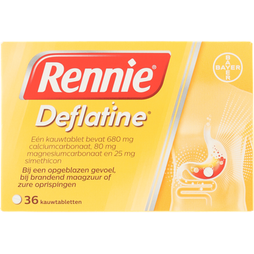 Rennie Deflatine Kauwtabl 36 Stuks