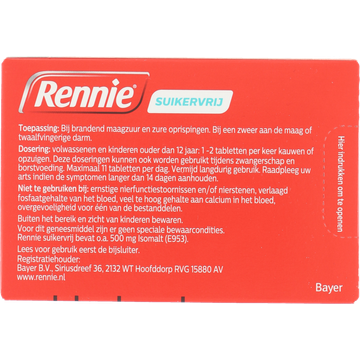 Rennie kauwtabletten Suikervrij 36 Stuks