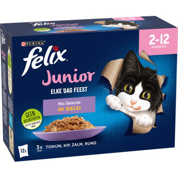 FELIX® Elke Dag Feest Junior Mix Selectie in Gelei Kattenvoer 12x85g